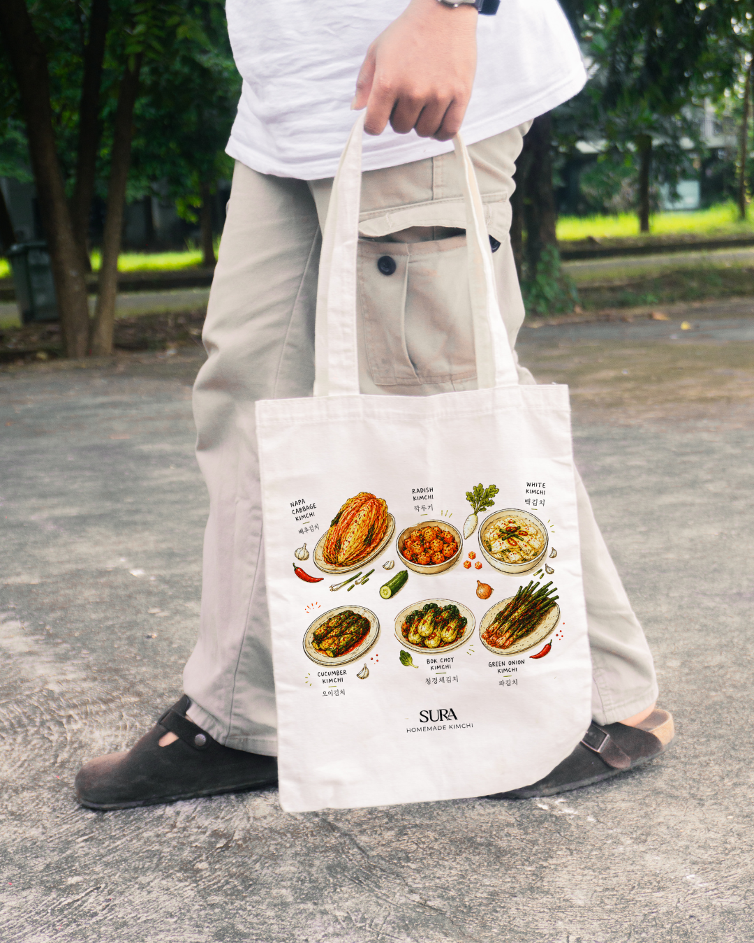 Korean Kimchi Cotton Canvas Tote Bag, Grocery Bag, Eco-Friendly Bag, Gift for Chefs, Market Day Tote, Kitchen Decor